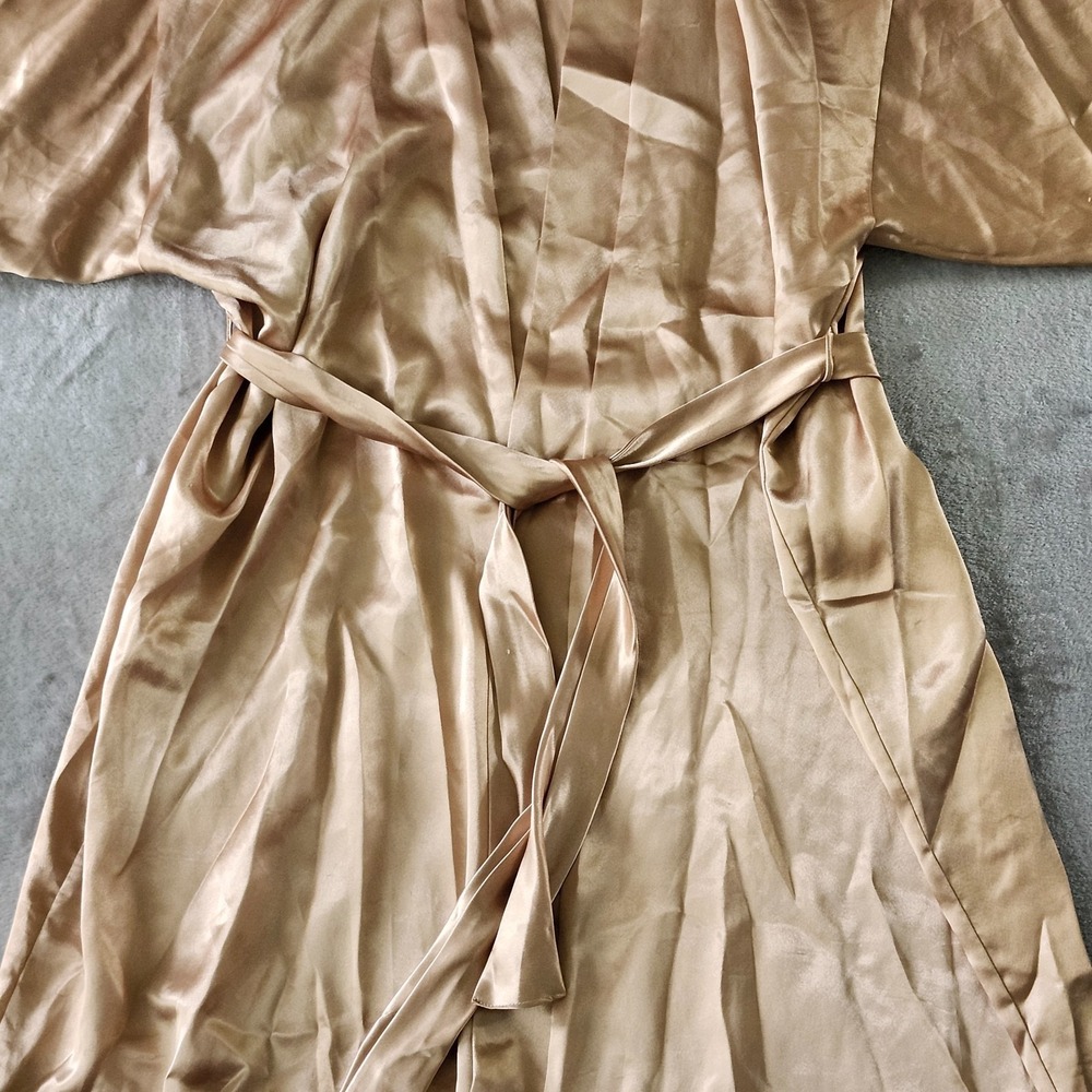VTG Made In USA Dreamtime Gold And Black Lace Robe w/ Belt Size M Goddess - Picture 5 of 15